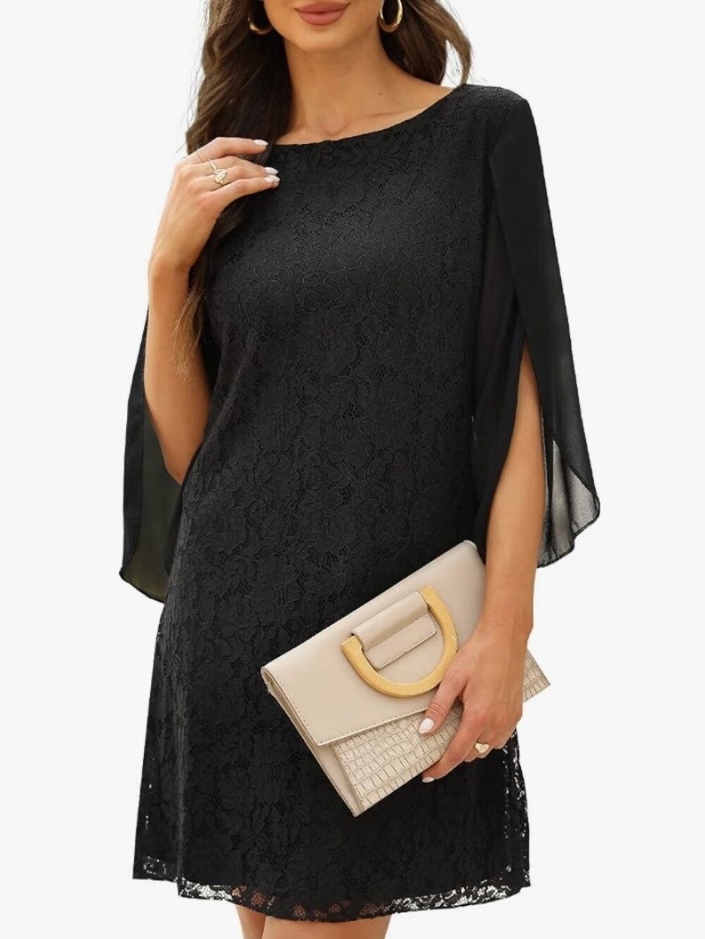 Black Lace Wedding Guest Cocktail Party Dress